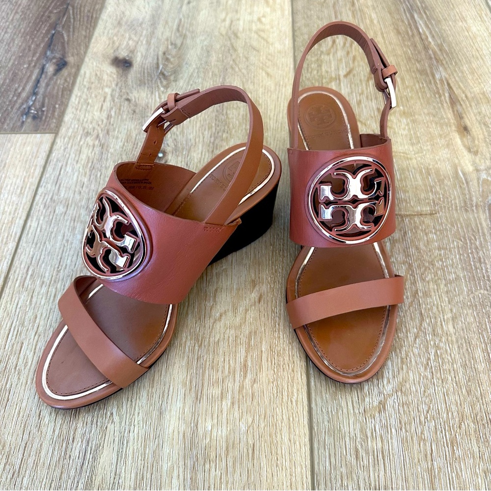Tory Burch Metal Miller 65mm Wedge Size 6